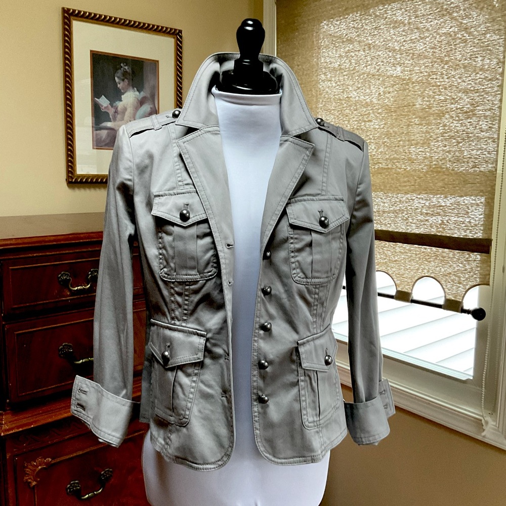 NWT! WHBM Cropped Military Jacket in “Mercury” Gray - 4